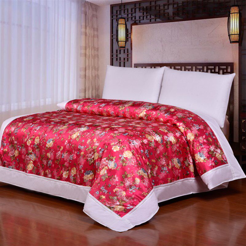 新款杭州丝绸婚庆被套软缎七彩织锦缎绸缎被罩结婚被面喜被子单件