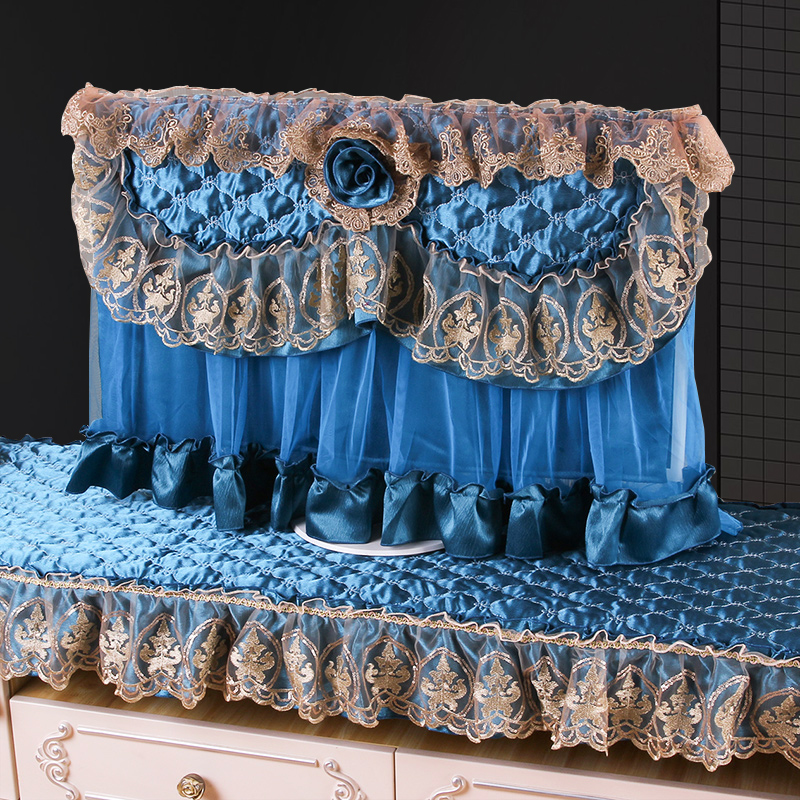 欧式布艺电视机防尘罩挂式液晶显示屏盖布装饰罩50寸55寸电视盖布