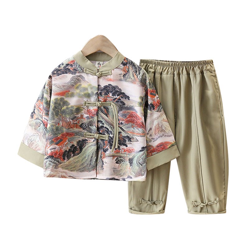 汉服男童春装套装2024新款宝宝唐装国学改良中国风儿童春秋款古装