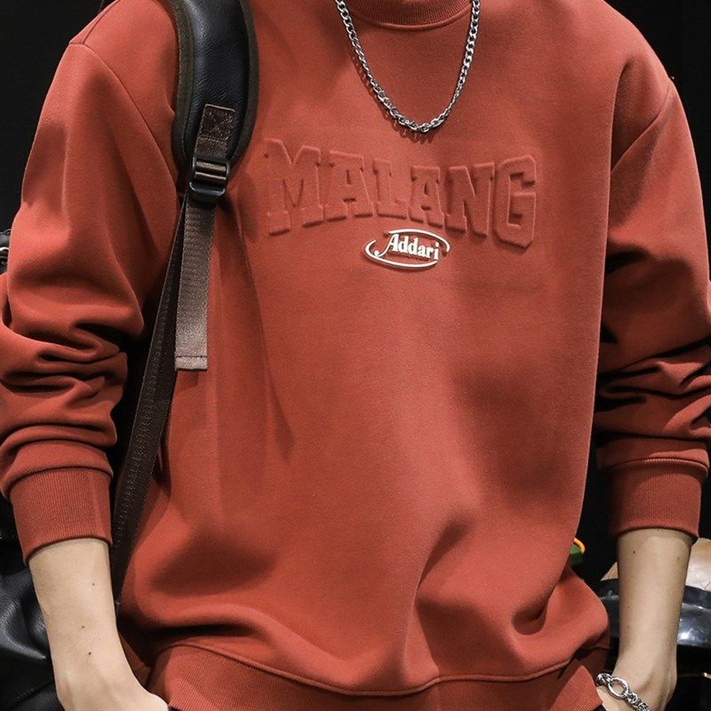 红色加绒卫衣男秋冬款圆领男款衣服秋季2024新款长袖男士大码男装