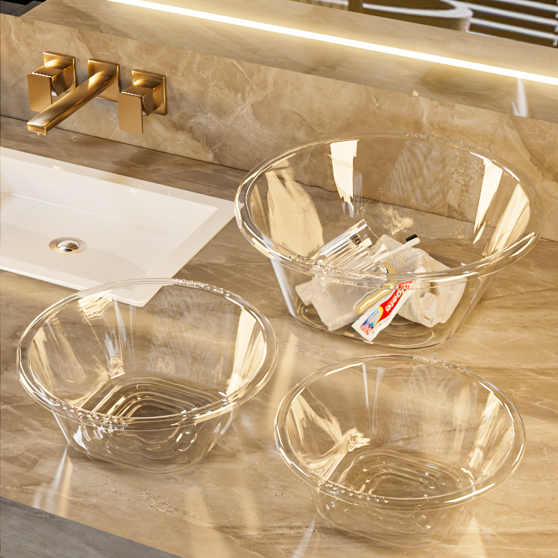 洗脸盆盆子家用洗衣盆洗头盆透明高档洗脚盆高颜值美容院迷你小盆