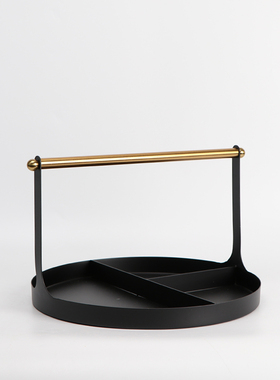 新中式创意铁艺金属收纳托盘装饰架摆件样板房客厅几何提盒装饰品