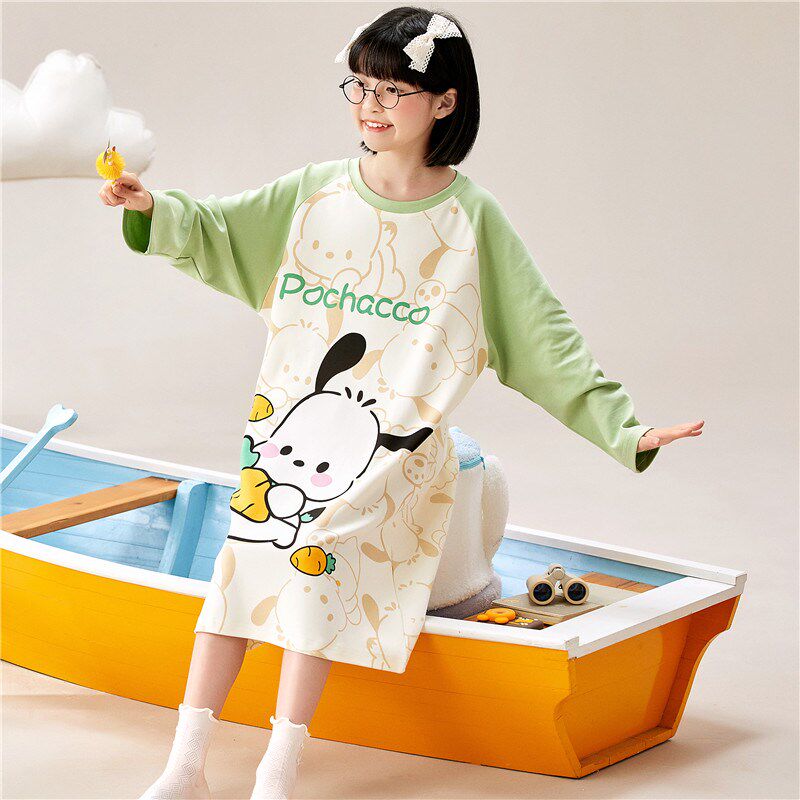 儿童睡衣女童睡裙春季长袖纯棉薄款女孩宝宝中大童卡通公主家居服