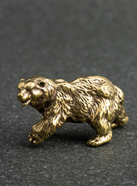 创意纯黄铜北极熊摆件可爱动物样板房客厅办公室桌面装饰品摆设