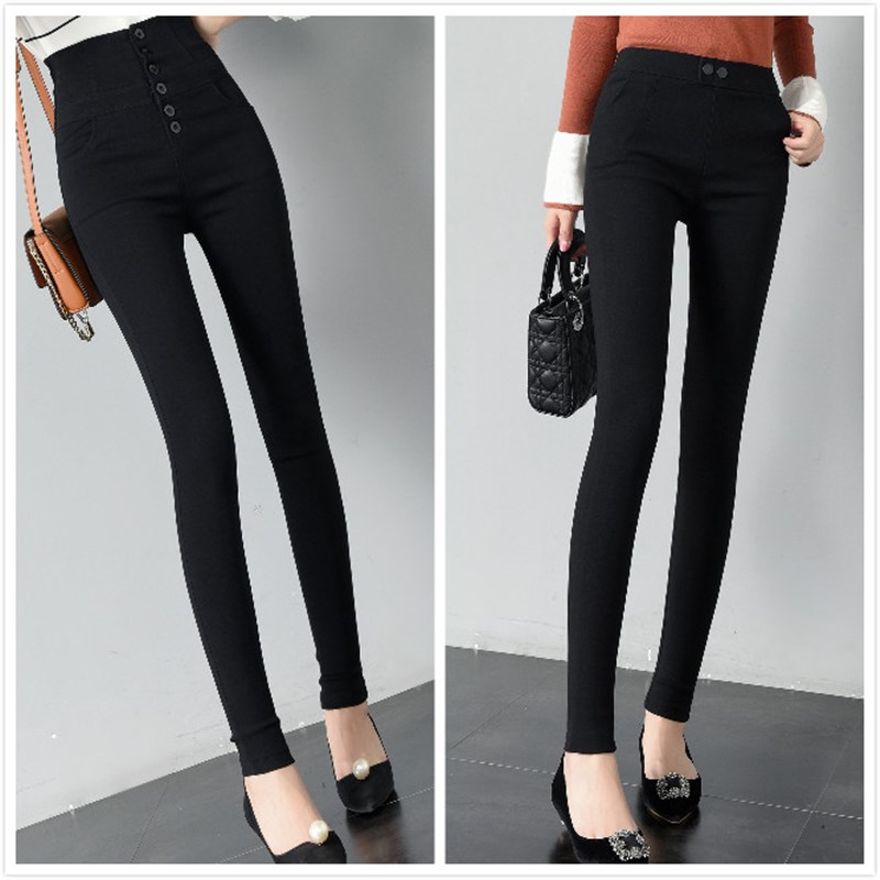 春天超高腰弹力打底裤薄款外穿长裤加长高腰大码女裤超长小脚裤