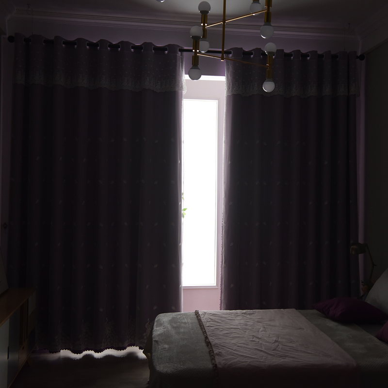 卧室窗帘飘窗遮光短帘2021年新款高档儿童公主带拐角帘头窗帘遮光