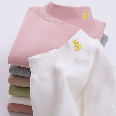 儿童半高领打底衫秋冬A类内搭纯棉长袖2023新款男童女童宝宝秋衣