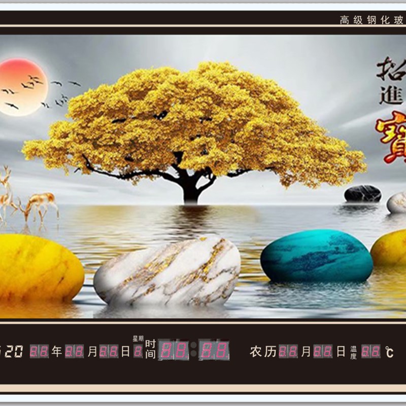 万年历电子钟表led夜光客厅个性家用数码挂钟大装饰画插电壁挂钟