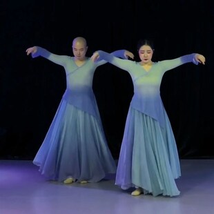 海与天古典舞蹈裙女仙气飘逸演出服中国舞半身裙1080度大摆裙