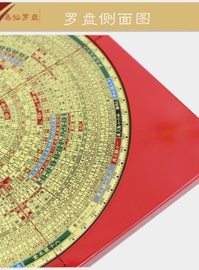 易仙7寸2综合29层罗盘B 强磁针红色电木三元三合罗庚盘摆件中式