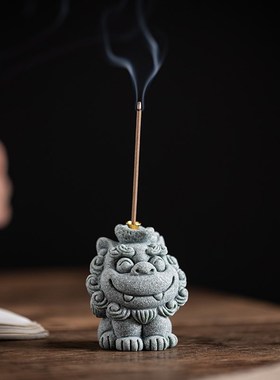 中式创意可爱个性风狮爷青砂石摆件家居客厅办公室桌面茶宠装饰品