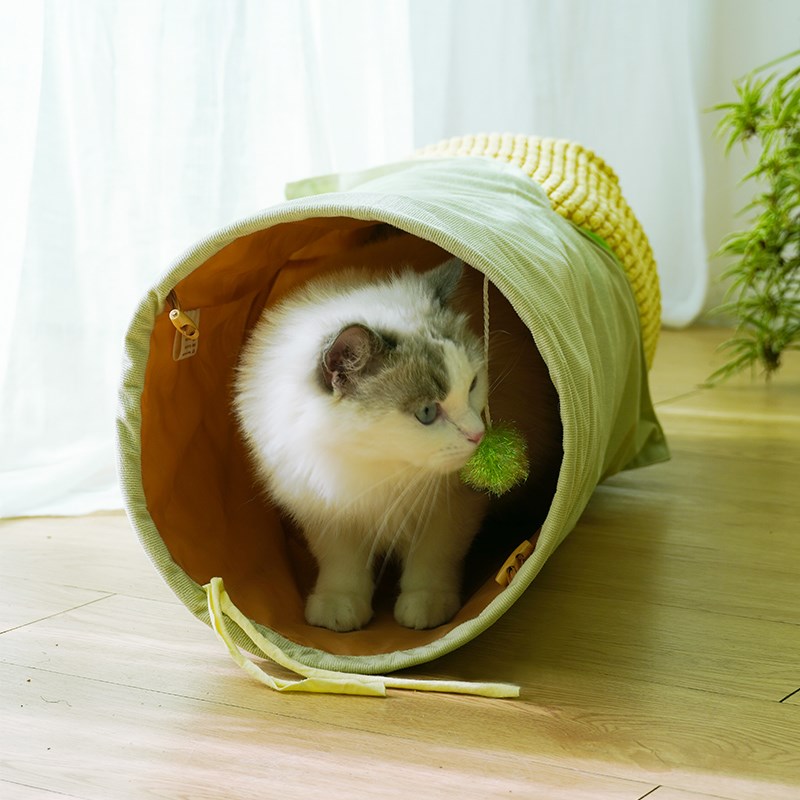 吉仔仔猫咪隧道宠物秋冬季保暖多用猫窝茄子玉米钻洞玩具宠物用品