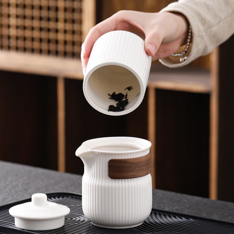 白瓷快客杯羊脂玉户外旅行茶具套装便携式陶瓷泡茶壶礼品定制logo