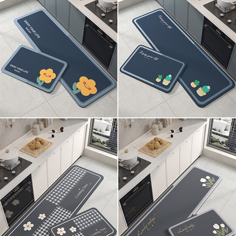 厨房防滑防油地垫软硅藻泥吸水吸油脚垫专用防水防脏免洗可擦地毯