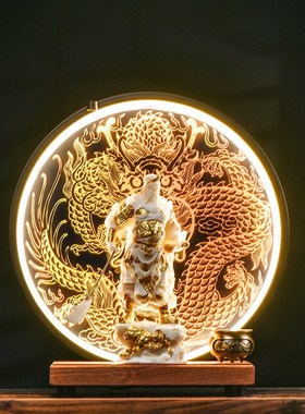 关公招财摆件关二爷神像关公像财神客厅办公室收银台装饰开业礼物