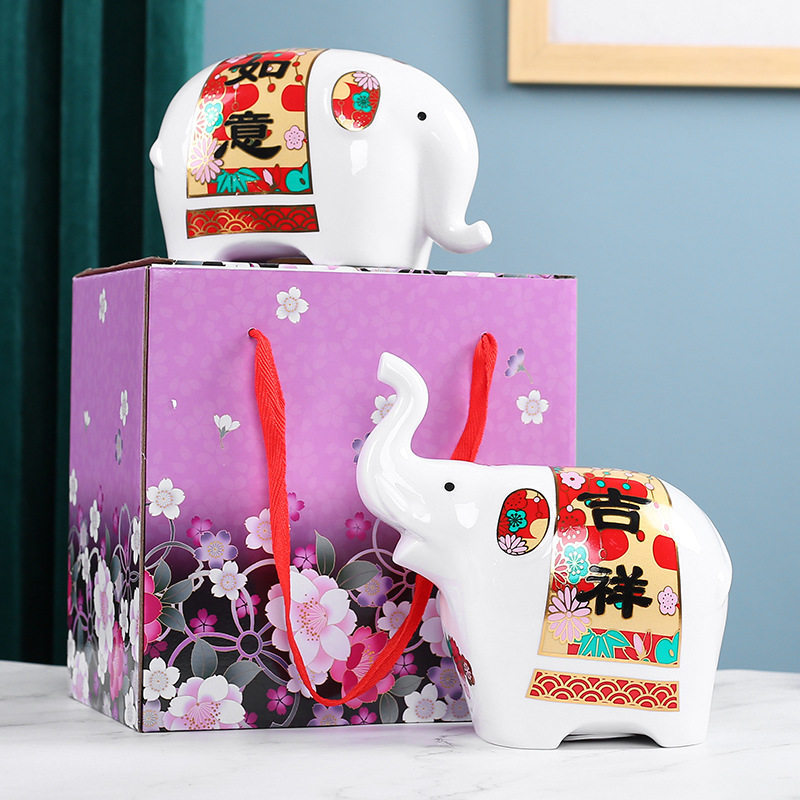 陶瓷大象存钱罐可取2021年新款儿童储蓄罐男孩储钱罐女孩储币摆件
