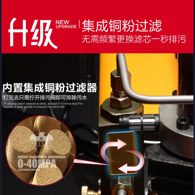 猎鹰气动电动高压打气机30mpa水冷单缸40mpa耐用6.8L瓶气筒充气泵