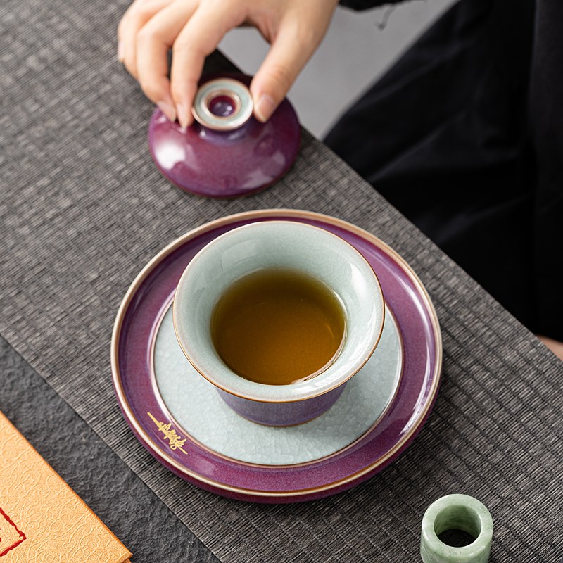 紫钧窑功夫茶具套装高档礼盒茶壶整套泡茶器中式陶瓷家用茶具送礼