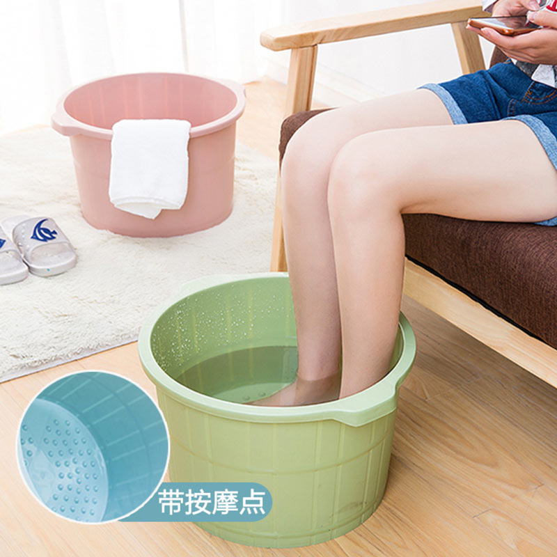 泡脚盆耐摔加厚加高按摩桶塑料高边洗脚桶大号家用带按摩底足浴盆