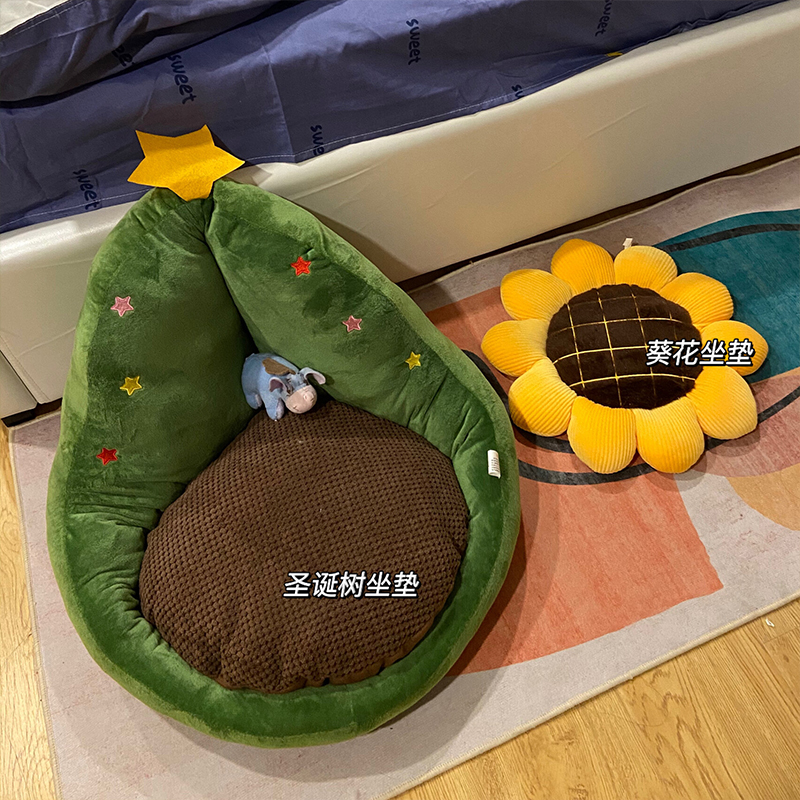 耶诞树猫窝猫树冬季保暖宠物窝泰迪狗窝蝴蝶结猫房子猫床安全感窝
