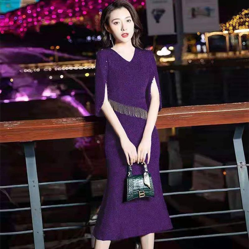 鱼尾敬酒服新娘2021新款夏季订婚酒红色结婚回门晚礼服裙修身气质