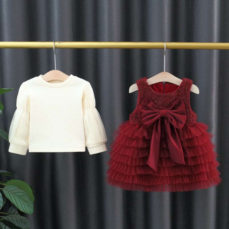 女童加绒连衣裙冬款婴儿公主裙2024新款宝宝周岁生日礼服抓周裙子
