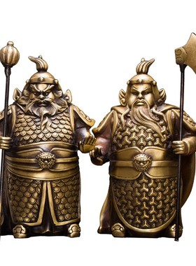 纯铜哼哈二将门神一对镇宅摆件 乔迁新居入宅 高档创意礼品工艺品