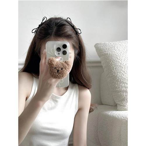 黑色皮质蝴蝶结一字夹鸭嘴夹甜酷公主头发夹侧边卡碎发刘海夹头饰