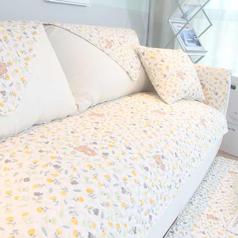 全棉沙发垫小碎花防滑时尚田园风实木布艺坐垫子冬季盖巾四季通用