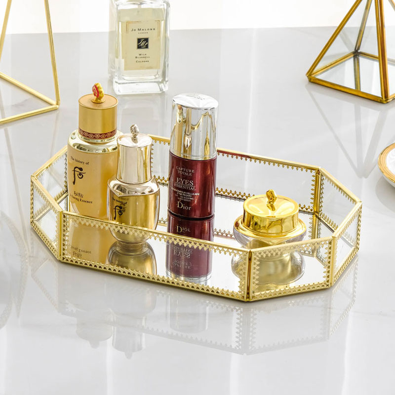 化妆品收纳盒托盘架桌面护肤品香水置物架梳妆台玄关摆件盘大容量