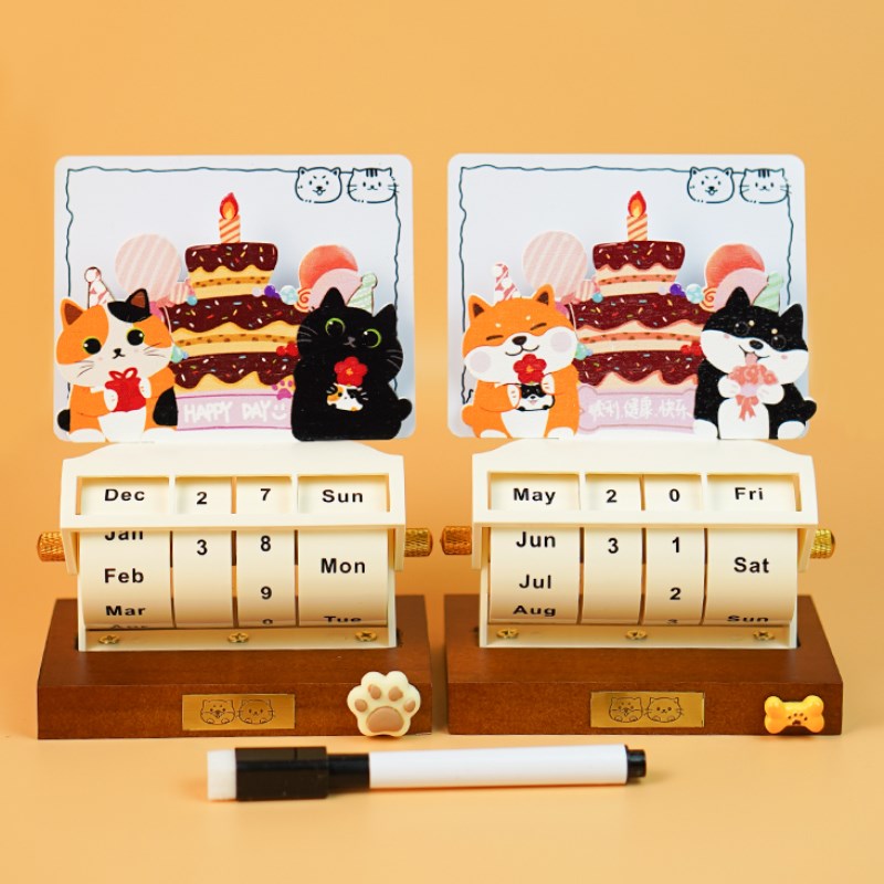 可爱猫咪摆件柴犬桌面日历创意实用可爱送女生女朋友闺蜜生日礼物