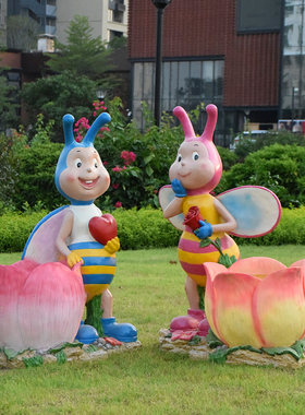 户外园林卡通人物花缸装饰摆件花园庭院景观雕塑小品可爱动物蜜蜂