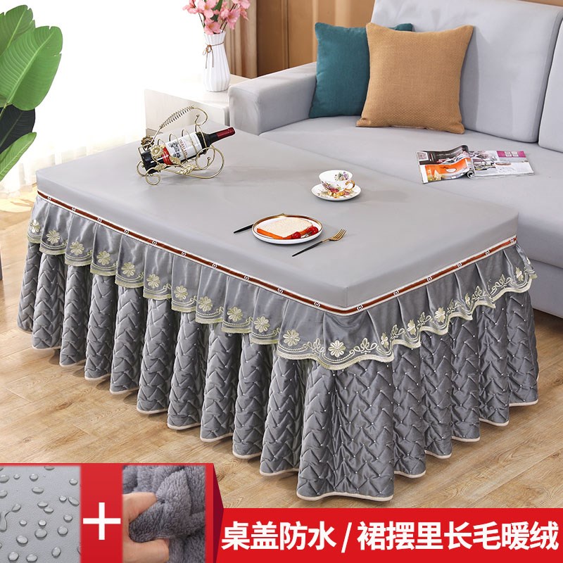 烤火桌罩电炉罩长方形加厚加长绒裙皮盖防水防油茶几取暖火炉套冬