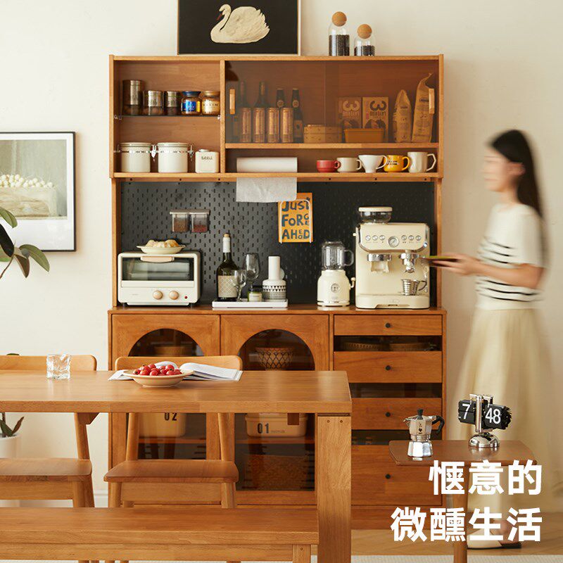 实木餐边柜餐厅厨房储物柜收纳柜电器柜上下餐边柜组合一体柜橱柜