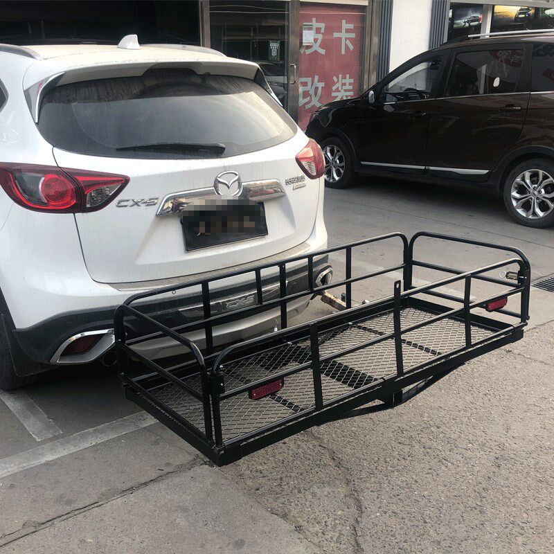 车尾折叠行李框车载拖车方口行李架车载旅行架汽车货筐后背架货蓝