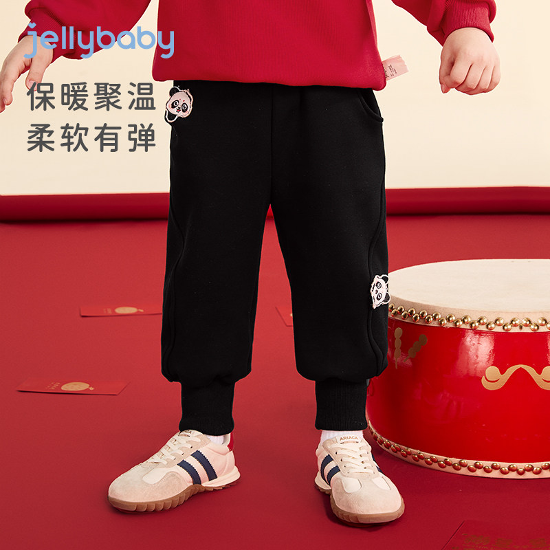 男童加绒裤子秋冬宝宝保暖休闲裤儿童束口裤加厚秋装女童秋款卫裤