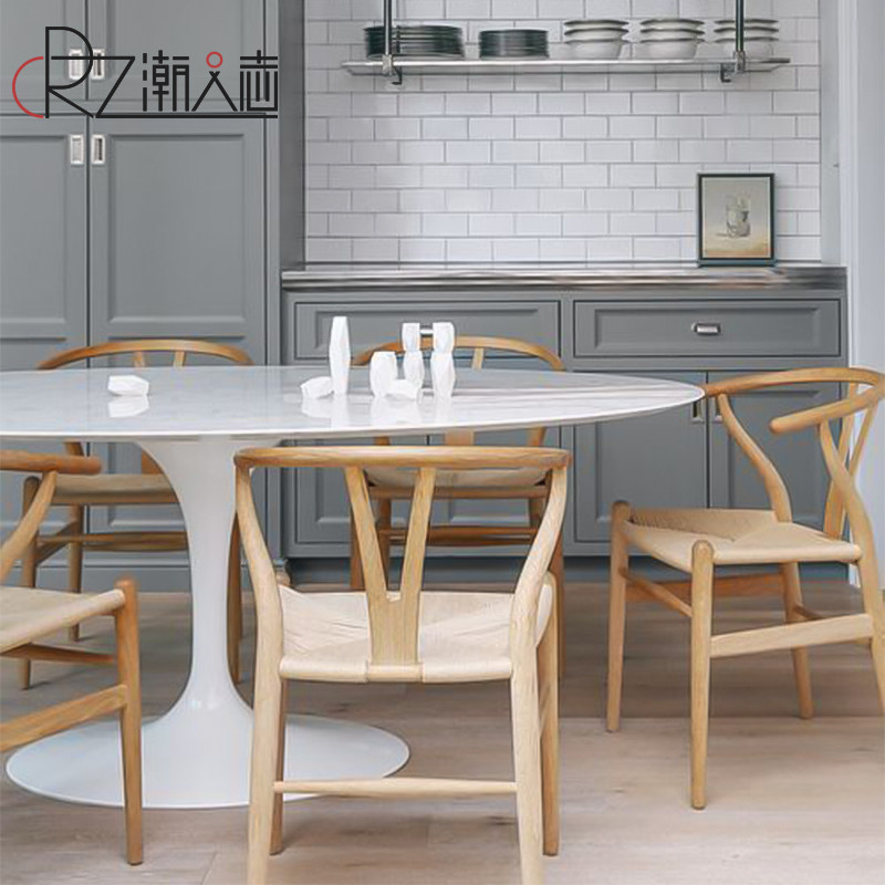 北欧编织纸绳椅中古椅叉骨椅中式原木餐椅家用实木Y椅创意牛角椅,住宅家具,餐椅,淘宝优惠券,粉丝福利购,淘宝优惠卷