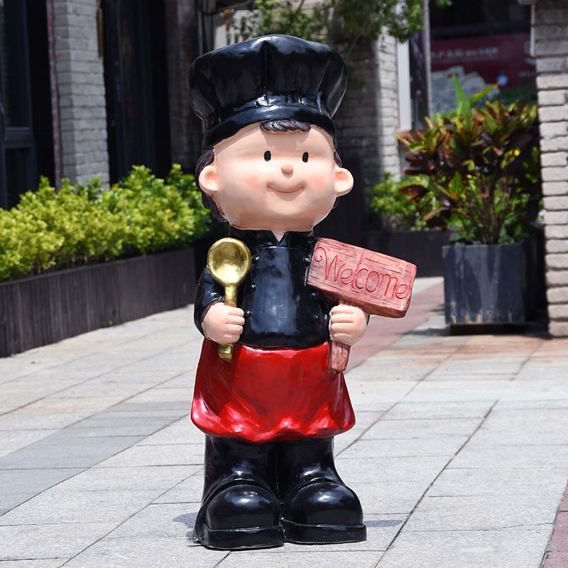 落地迎宾摆件咖啡厅人物饭店餐厅摆设奶茶蛋糕店铺开业门口装饰品