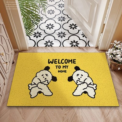 大门地垫入户门垫宠物狗狗丝圈耐脏黄色玄关垫进门地毯pvc可裁剪