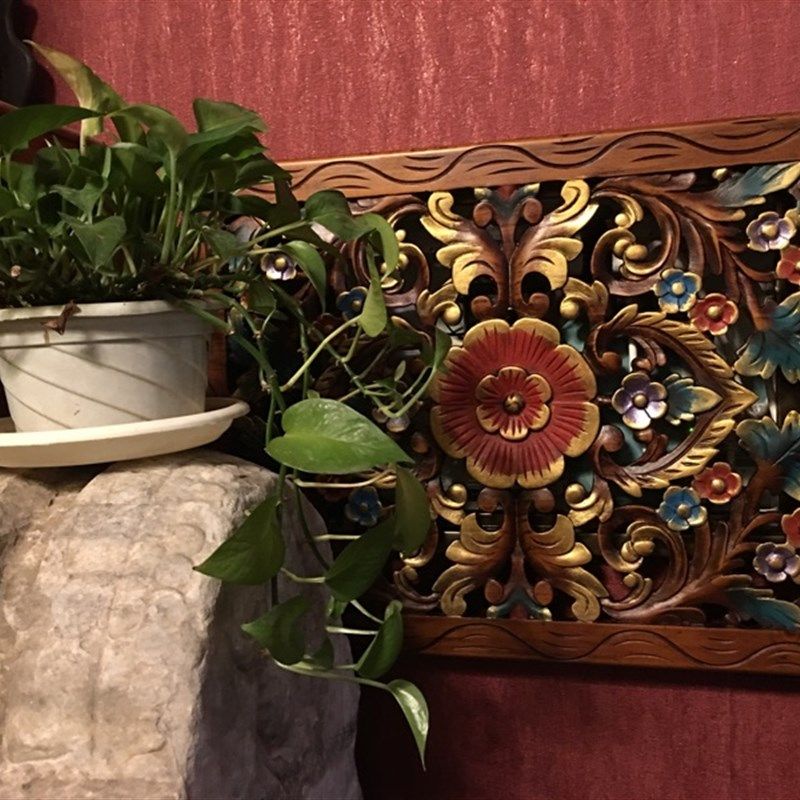 特花开富贵实木雕刻手工彩绘电表箱装饰画餐厅配电箱装饰盒遮挡箱,住宅家具,遮挡箱/钥匙盒,淘宝优惠券,粉丝福利购,淘宝优惠卷