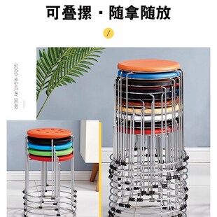 家用圆凳子实木凳餐桌凳简约时尚高圆凳方凳加厚钢筋凳套凳橡木凳