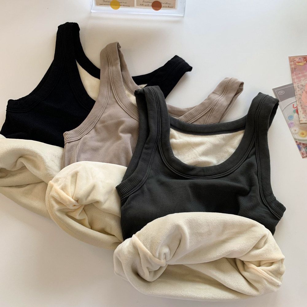 加绒加厚保暖螺纹背心女冬季内搭打底衫保暖吊带背心塑身美体上衣 - 凯辰企店出品