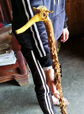 降龙木拐杖原木拄棍老人拐棍扶手棍实木手杖直杖把玩镇宅玄关摆件