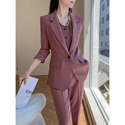 休闲马甲西装套装女三件套阔腿裤高级感小个子职业正装西服外套秋