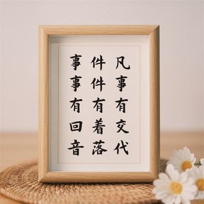 凡事有交代件件有着落事事有回音座右铭靠谱字画书法摆台件办公桌