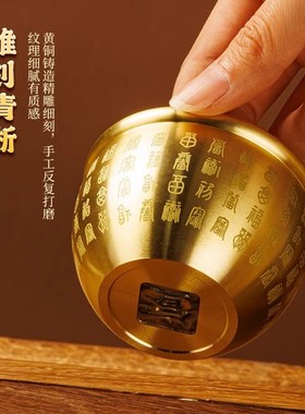 招财进宝百福铜缸纯黄铜聚宝盆摆件米缸客厅家居聚财小铜盆存钱罐