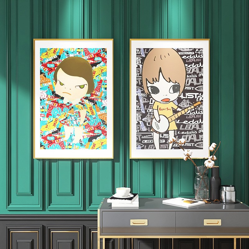 奈良美智装饰画女孩房间卧室造梦大头娃娃卡通壁画儿童房日式挂画图片