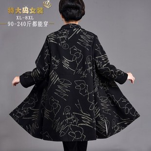 中老年風衣加肥加大胖奶奶200斤秋裝 媽媽寬松外套母親 女裝 特大碼