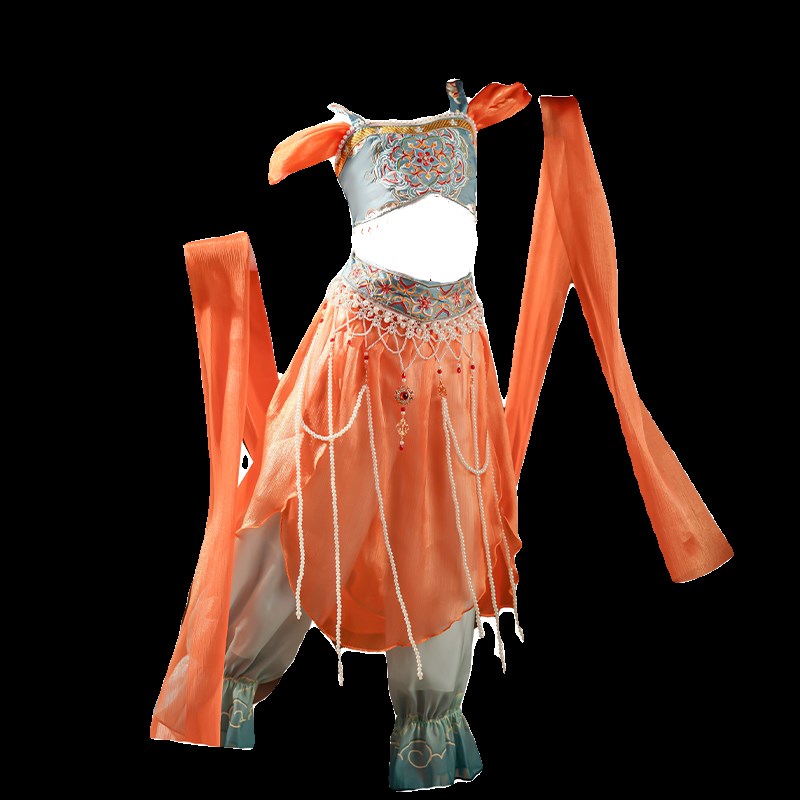 儿童西域敦煌飞天乐鼓舞蹈服汉服腰链女童古典舞异域风情演出服