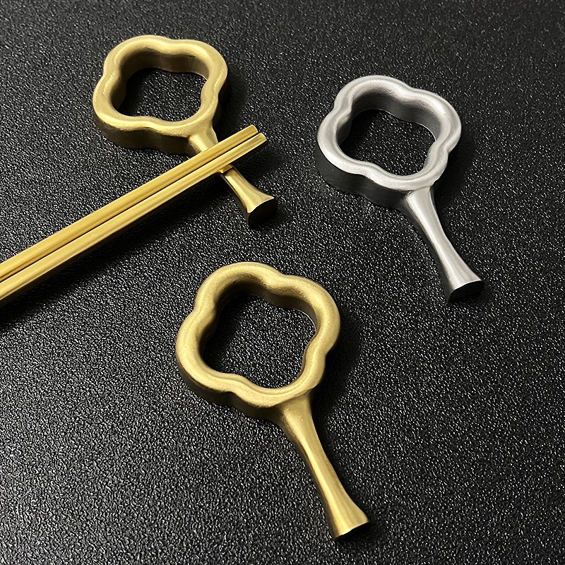 酒店摆台餐具高级筷托勺托一体筷子架金色 304不锈钢公勺公筷架托